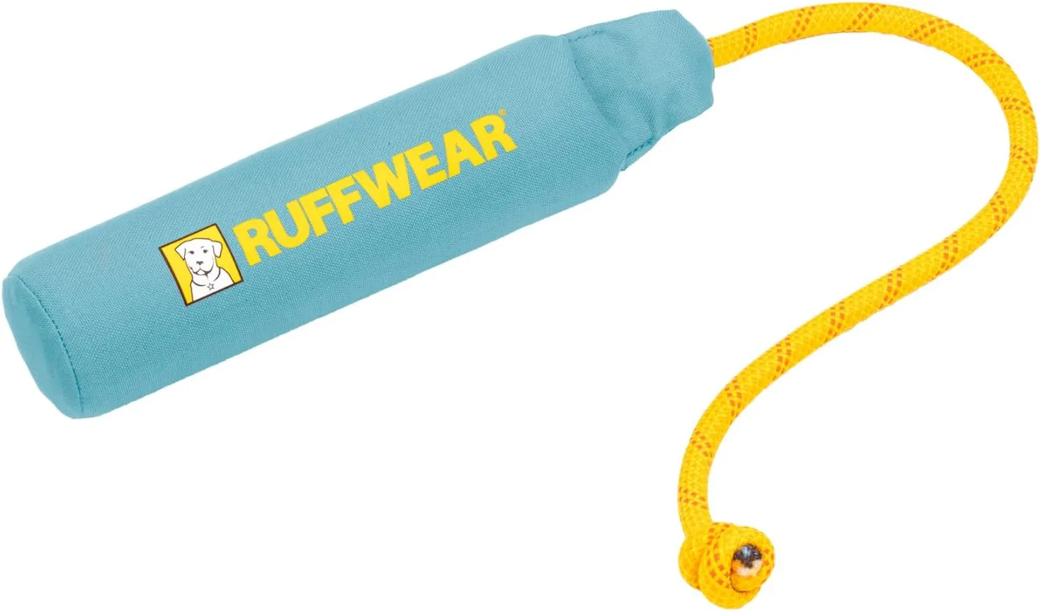 Ruffwear Lunker Throw Toy for Dogs – Durable, Soft Fabric Toy with Rope Handle for Fetch and Tug on Land & Water, Biolumin Blue, Medium