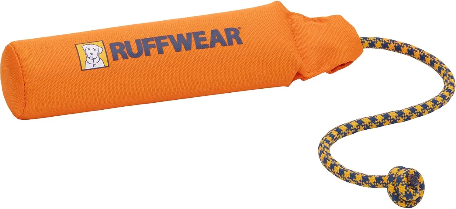 Ruffwear Lunker Throw Toy for Dogs – Durable, Soft Fabric Toy with Rope Handle for Fetch and Tug on Land & Water, Campfire Orange, Medium