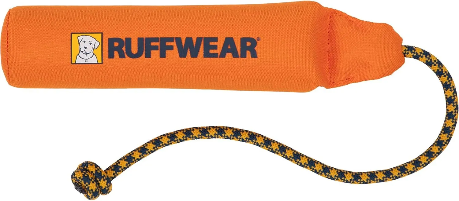 Ruffwear Lunker Throw Toy for Dogs – Durable, Soft Fabric Toy with Rope Handle for Fetch and Tug on Land & Water, Campfire Orange, Medium