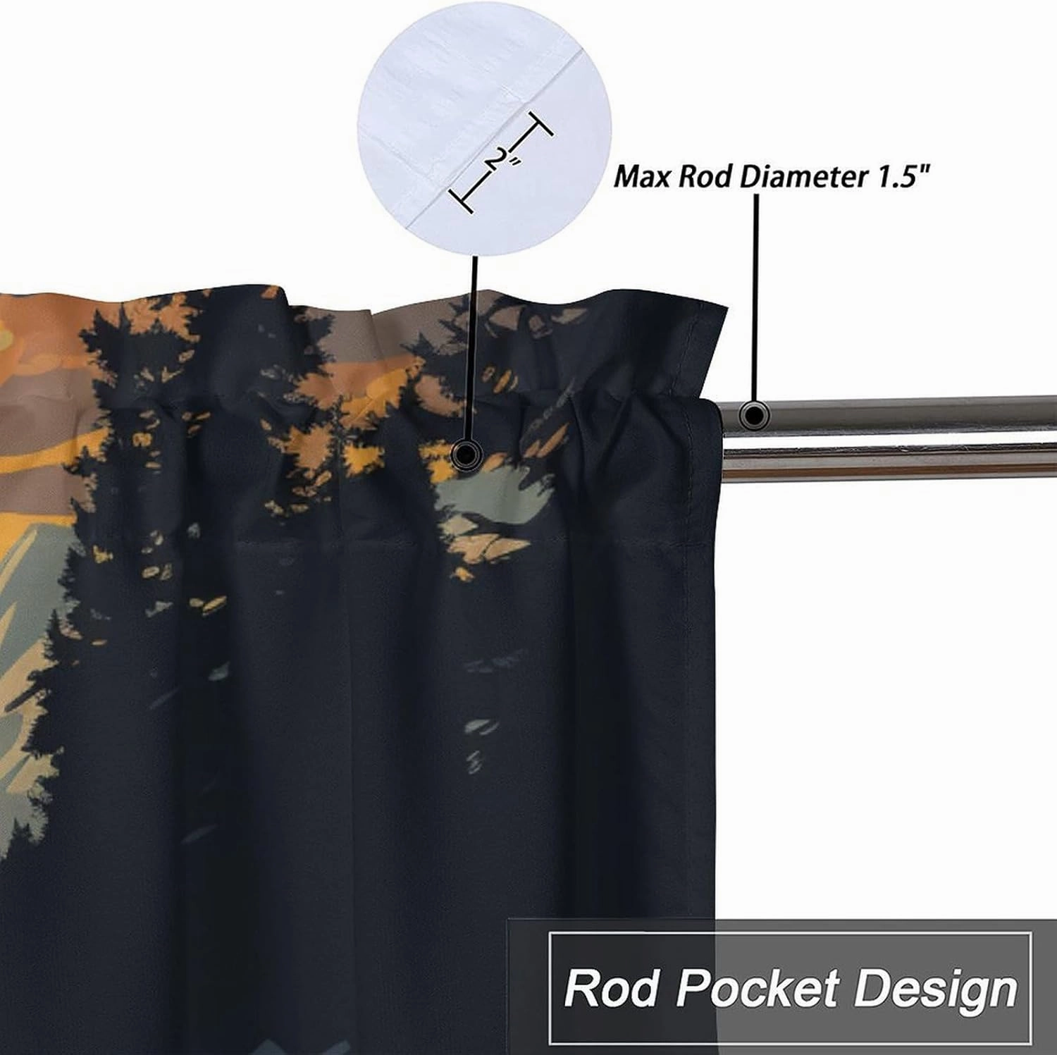 Rustic Bear Printed Window Curtains Valances for Kitchen Country Cabin Lake Lodge Forest Mountain Privacy Decorative Rod Pocket Short Window Valance Curtains 54 by 18 in, 2 Panel