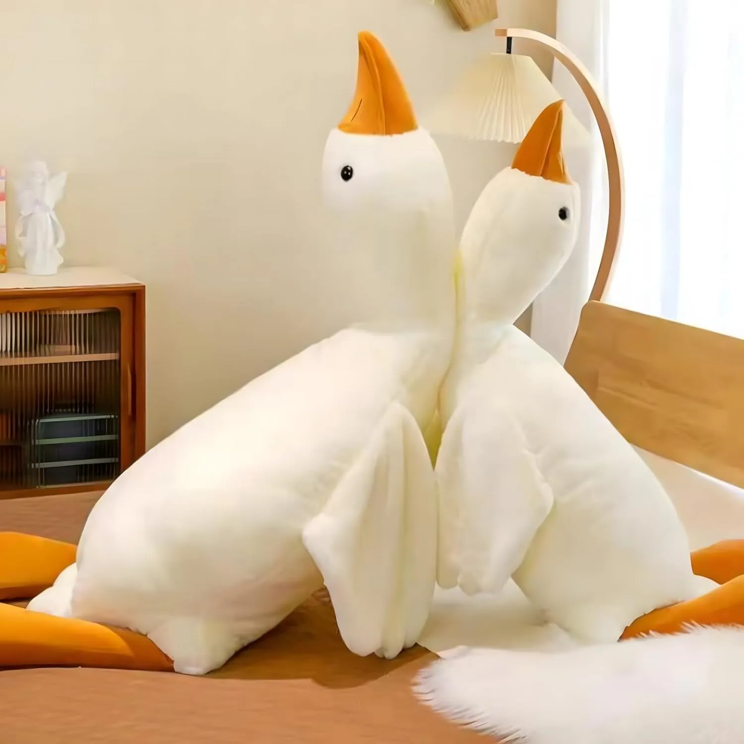 Ryttir White Goose Stuffed Animal - Jumbo 51" Soft Goose Plush Hugging Pillow with Orange Beak, Safety Nursery Decor & Sensory Comfort Toy, Cuddle Companion for Kids (Gender Neutral Gift)
