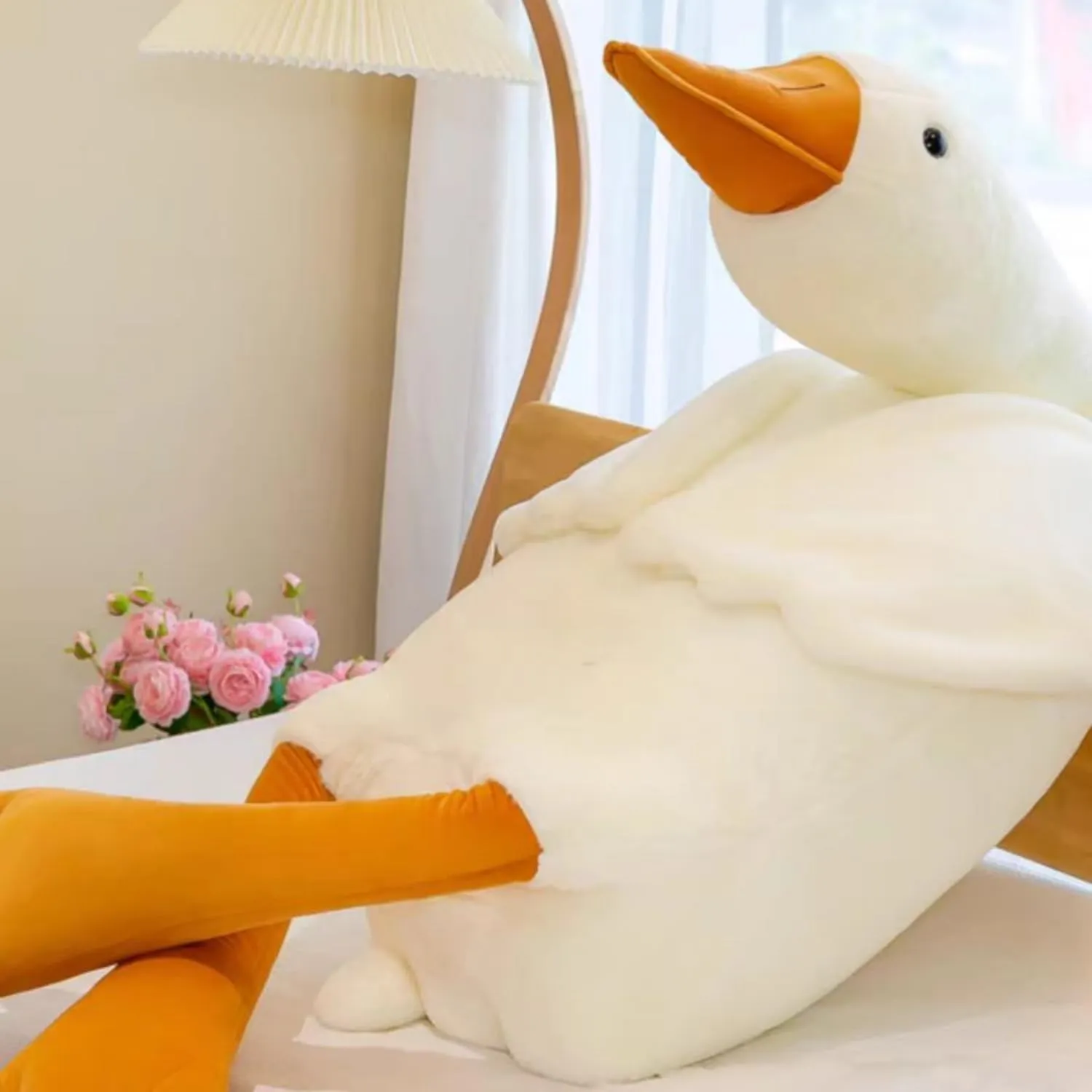 Ryttir White Goose Stuffed Animal - Jumbo 51" Soft Hugging Pillow with Orange Beak, Safety Nursery Decor & Sensory Comfort Toy, Cuddle Companion for Kids (Gender Neutral Gift)