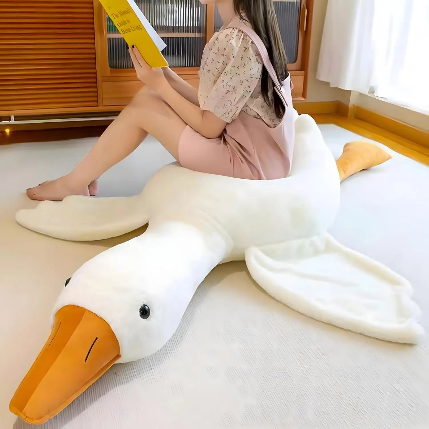 Ryttir White Goose Stuffed Animal - Jumbo 51" Soft Hugging Pillow with Orange Beak, Safety Nursery Decor & Sensory Comfort Toy, Cuddle Companion for Kids (Gender Neutral Gift)