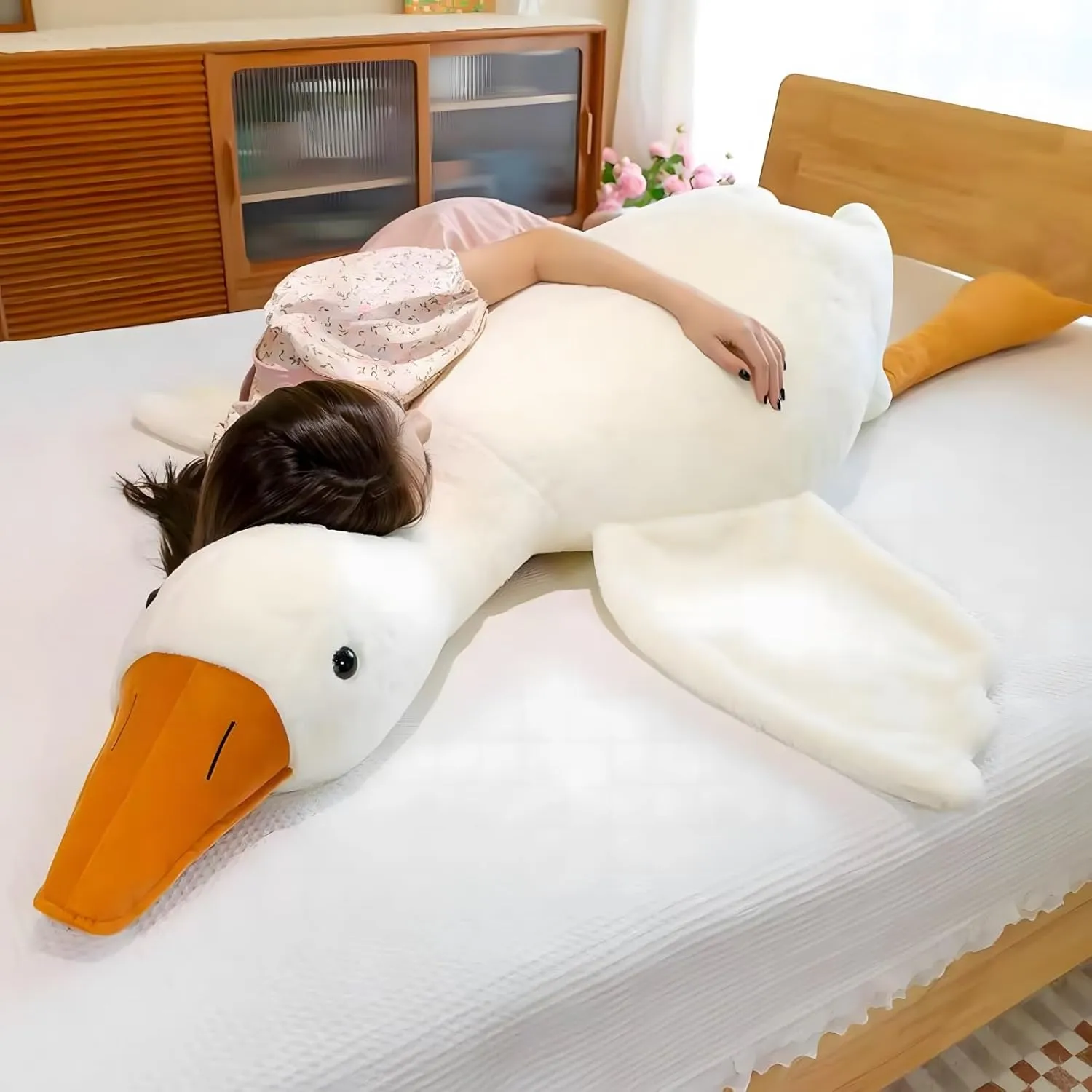 Ryttir White Goose Stuffed Animal - Jumbo 51" Soft Hugging Pillow with Orange Beak, Safety Nursery Decor & Sensory Comfort Toy, Cuddle Companion for Kids (Gender Neutral Gift)