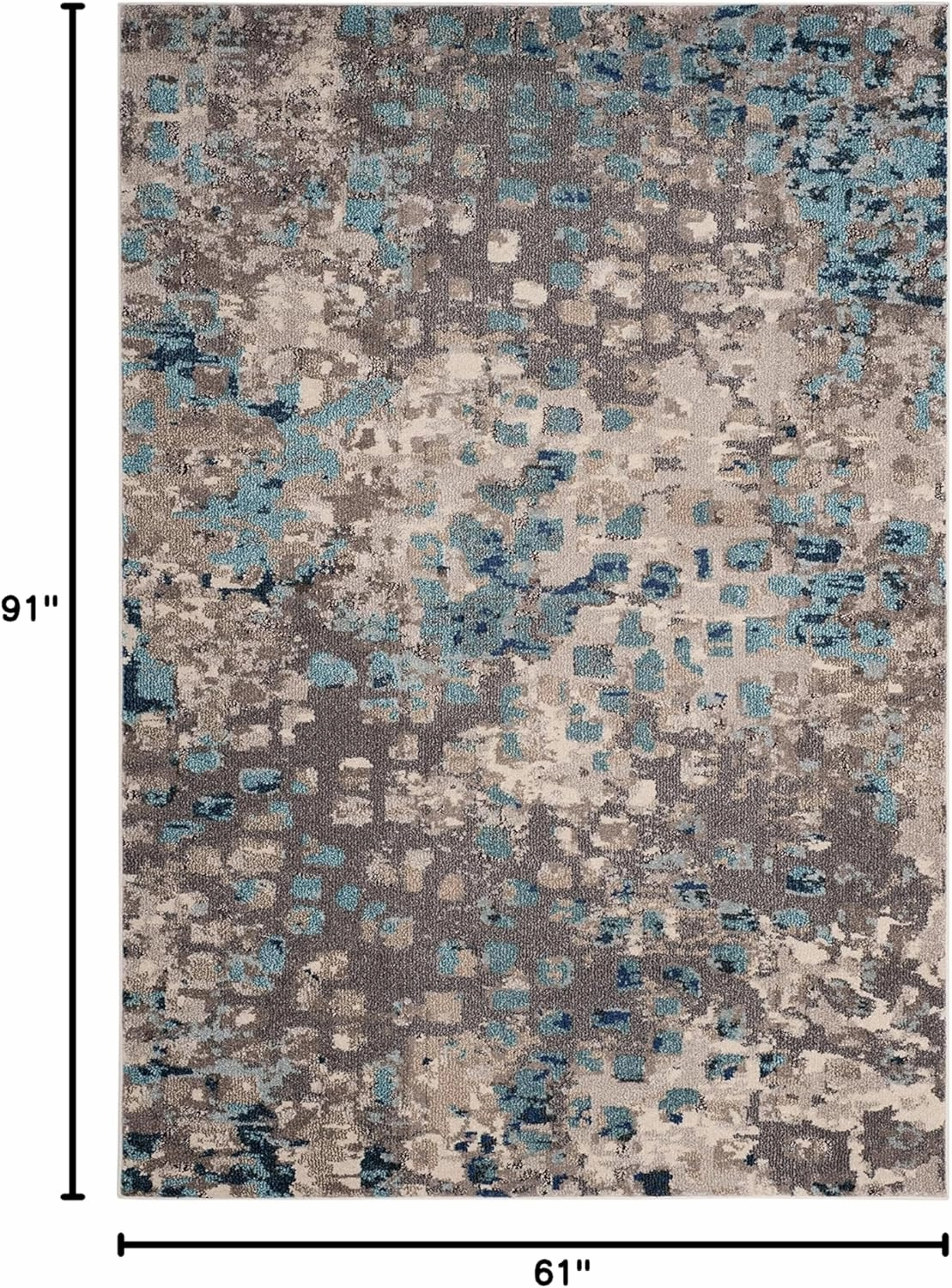 SAFAVIEH Monaco Collection Area Rug - 5'1" x 7'7", Grey & Light Blue, Boho Chic Abstract Watercolor Design, Non-Shedding & Easy Care, Ideal for High Traffic Areas in Living Room, Bedroom (MNC225E)