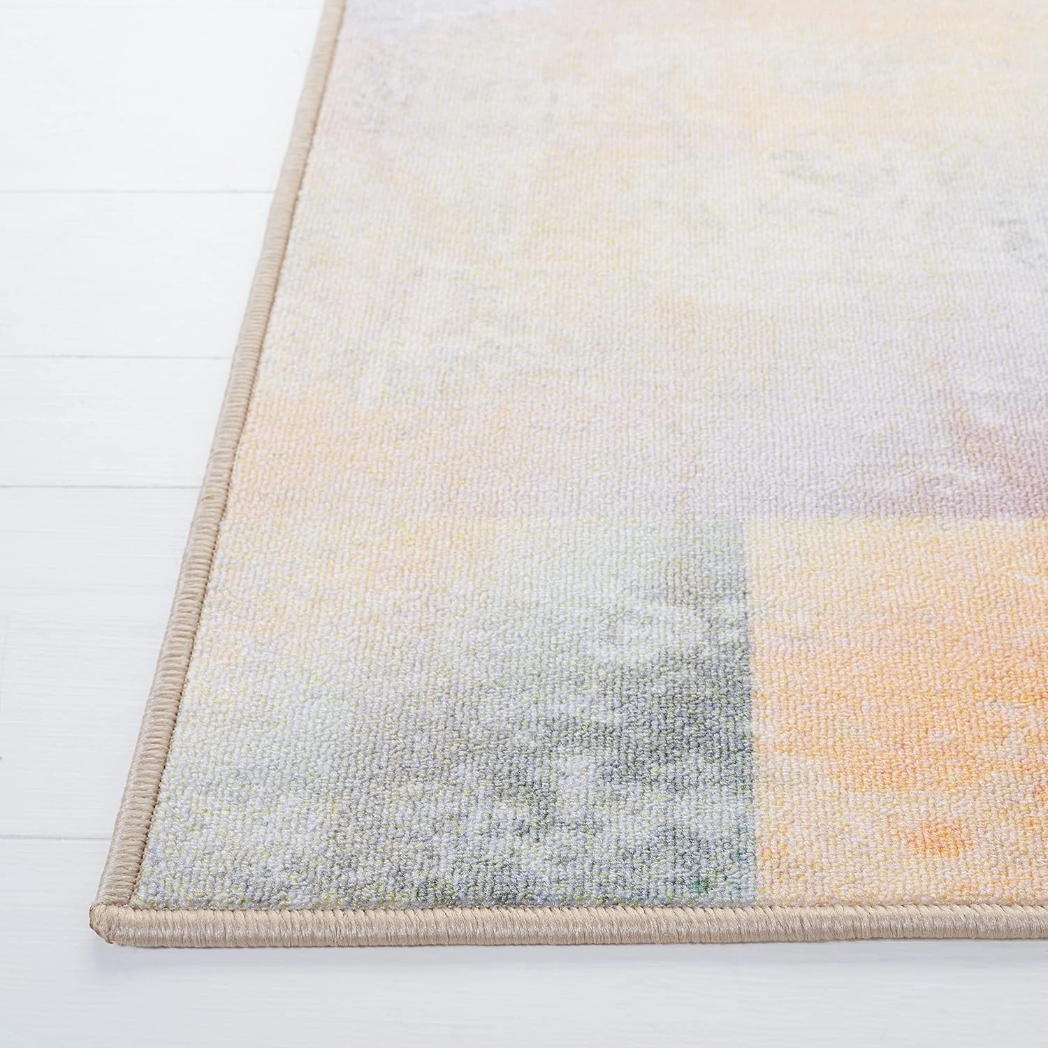 SAFAVIEH Paint Brush Collection Area Rug - 6'7" Square, Blue & Purple, Watercolor Design, Non-Shedding Machine Washable & Slip Resistant Ideal for High Traffic Areas in Living Room, Bedroom (PTB187M)