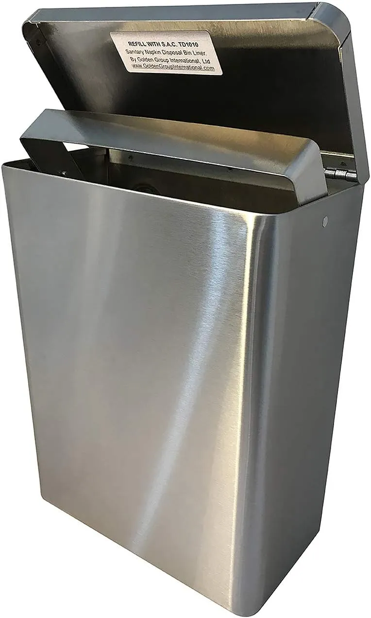 Sanitary Napkin Receptacle, Surface Mount, Steel, Measures: 7 ½ “ w x 9 3/4 “ H x 4” D (Stainless Steel)
