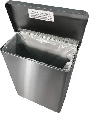 Sanitary Napkin Receptacle, Surface Mount, Steel, Measures: 7 ½ “ w x 9 3/4 “ H x 4” D (Stainless Steel)