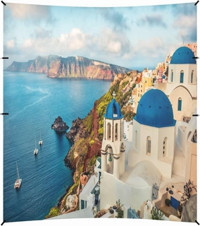 Santorini Island Beach Tent Camping Sun Shelters Portable Outdoor Canopy Sun Shade for Camping Trips Fishing Backyard Fun or Picnics Easy Setup with Carrying Bag