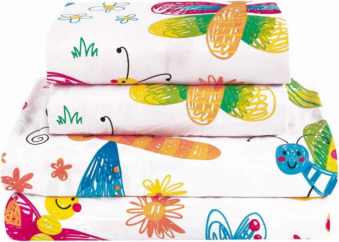 Sapphire Home 8 Piece Butterfly Full Bedding Set, Bed in a Bag, Kids Butterfly Comforter Set with Butterfly Sheets, Pillow Case, Toy Pillow, Toddler Bedroom Kit, Full Size