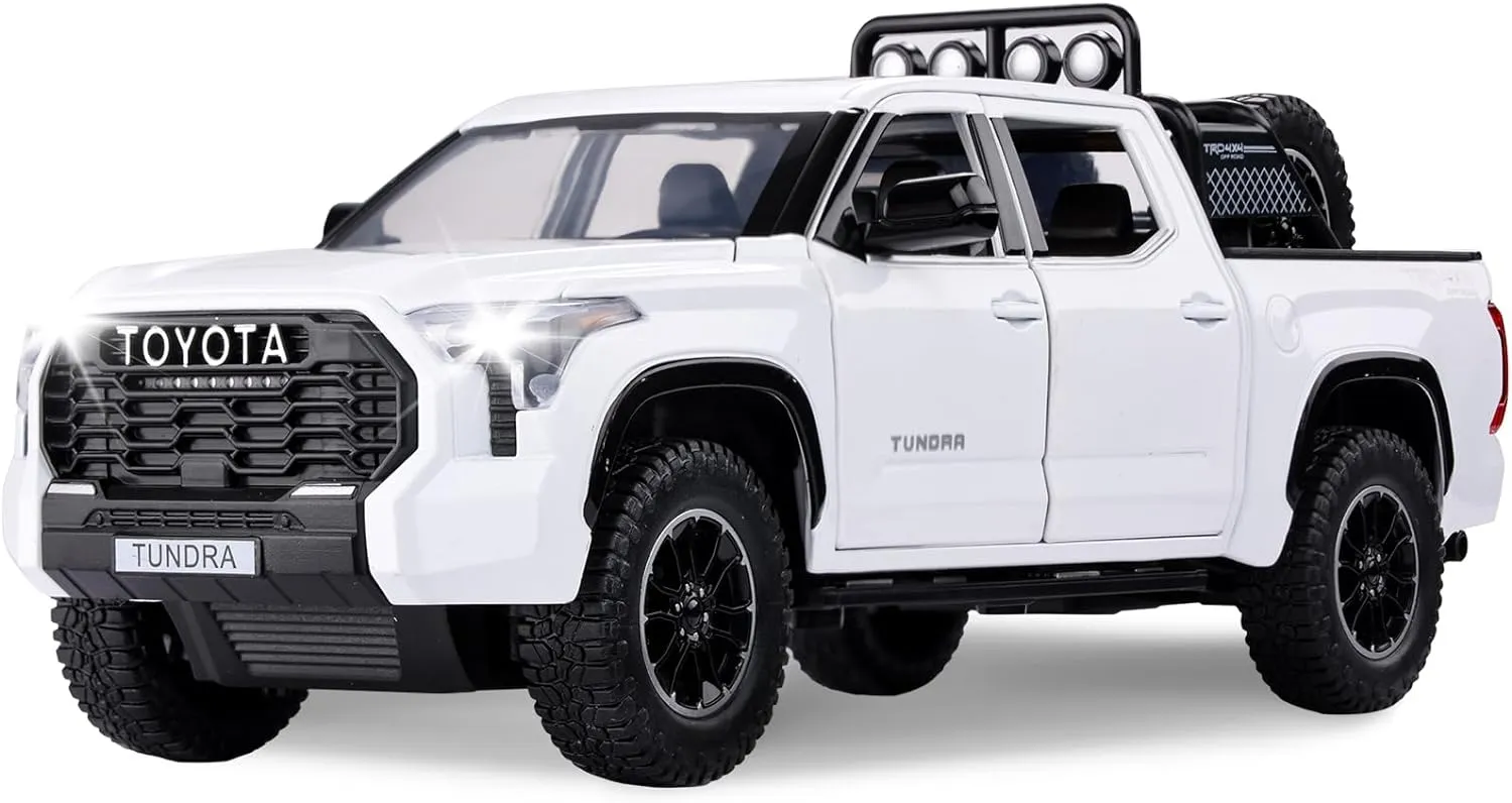 SASBSC Tundra Truck Toys for 3 4 5 6 7 Year Old Boys Off-Road Pickup Toy Trucks for Boys Age 3-5 Diecast Metal Big Trucks with Light and Sound Pull Back Model Cars Birthday Gift for Kids