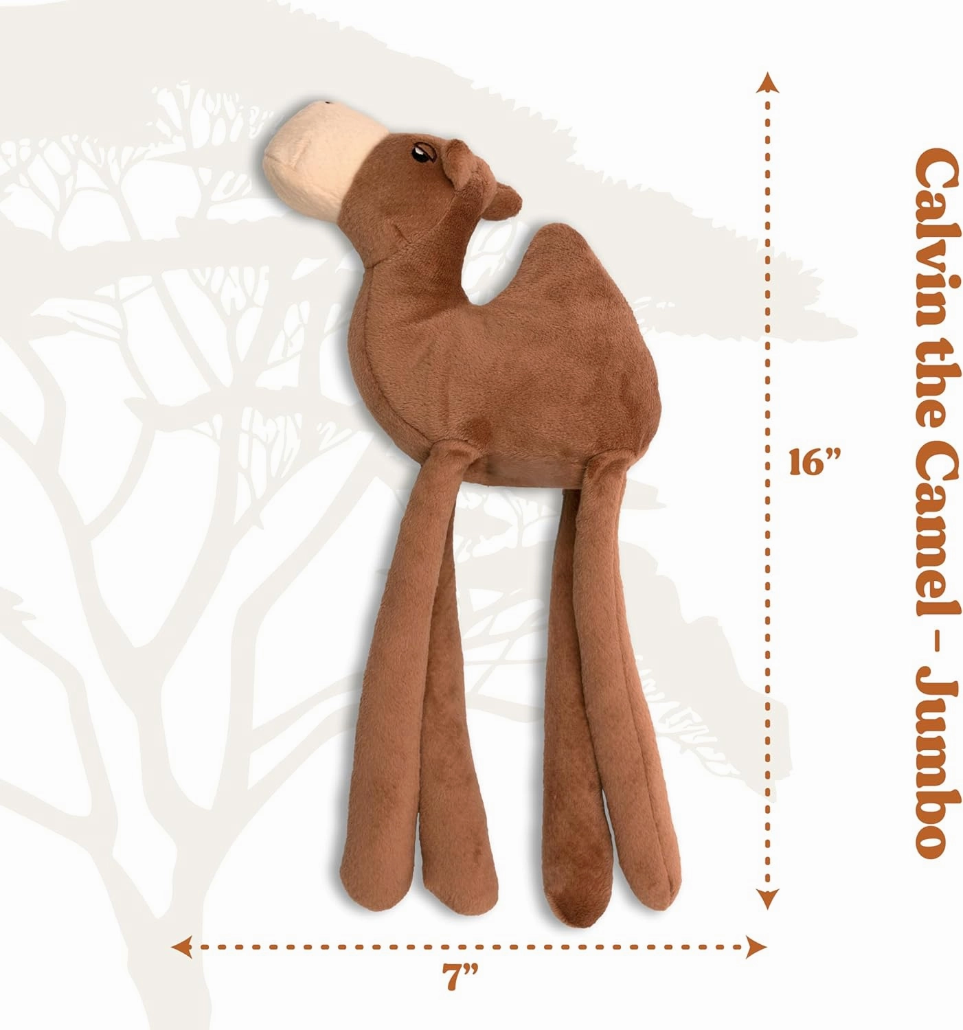 Savanna Collection Dog Toys | Jumbo Sized Calvin The Camel | Cute, Durable, & Sustainable Plush Chew Toys for Dogs 50 lbs & up | Eco Friendly & 100% Recycled Materials