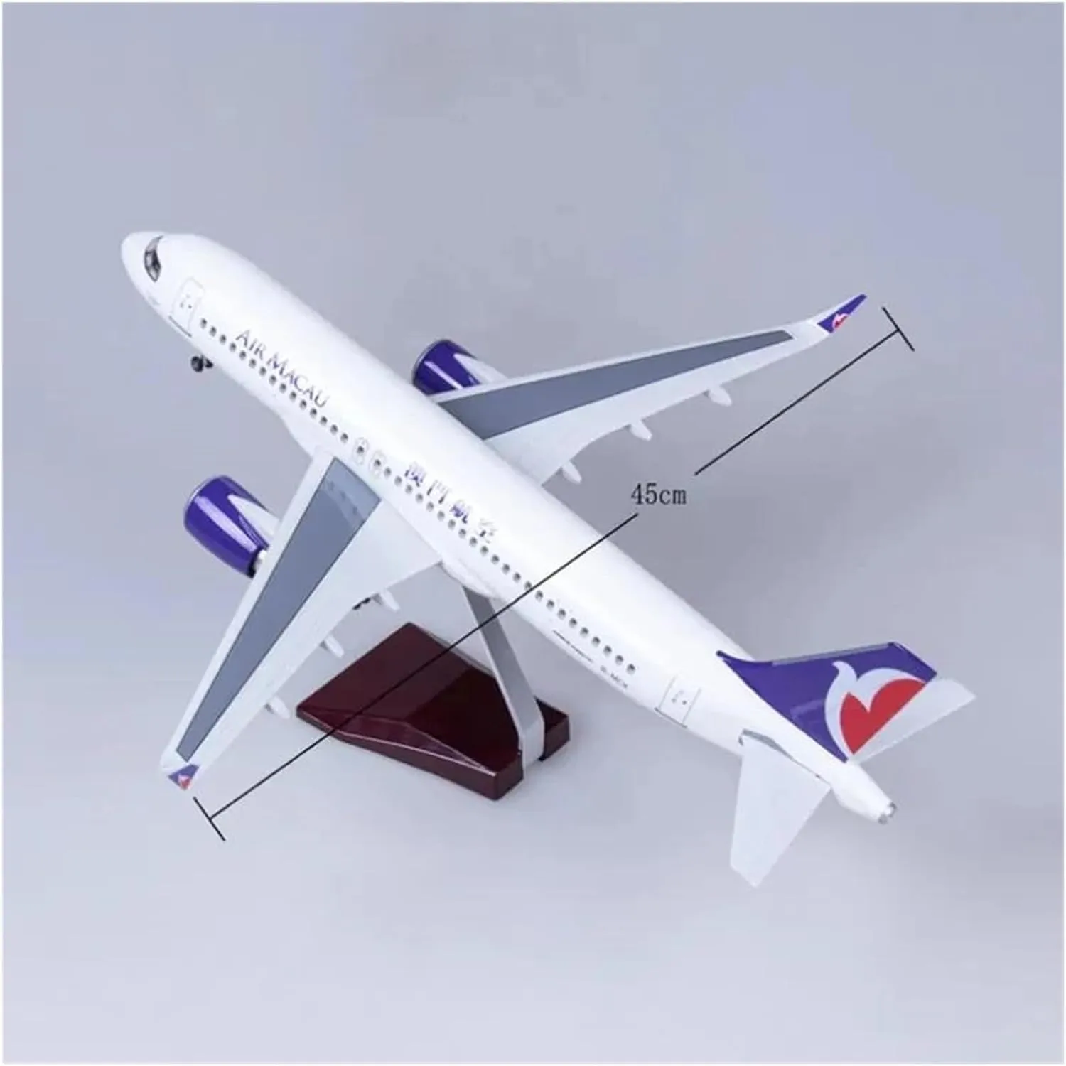 Scale 47CM Model Planes for A320 NEO Macau Airplane LED Light & Wheel Landing Gear Collected Model Plane W(No lamp)