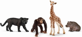 Schleich Wild Life - 4 PC Safari Animals Figurines Set with Lion, Zebra, Monkey and Elephant Toys - Realistic African Animal Figures Playset for Boys and Girls - Educational Toys for Kids Ages 3 