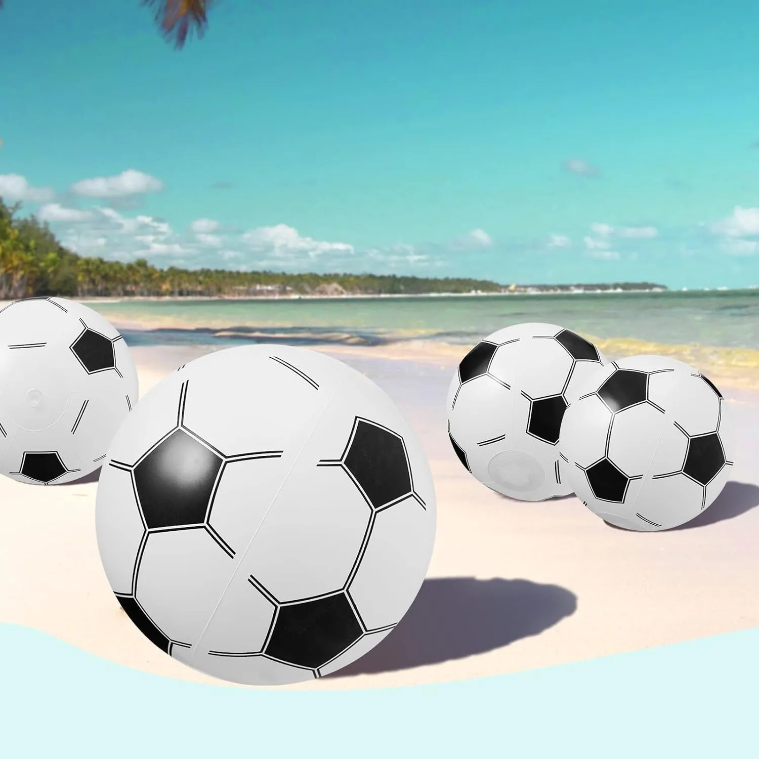 SCIONE Soccer Beach Balls Bulk 24 Pack - 9" Inflatable Swimming Pool Toys for Kids Summer Water Games, Hawaiian Tropical Theme Party Decorations Favors Supplies