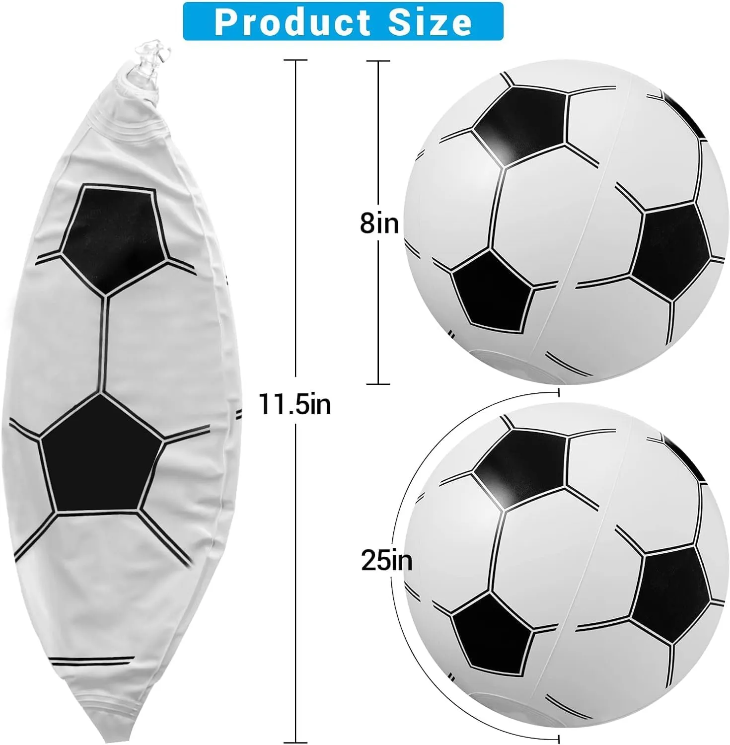 SCIONE Soccer Beach Balls Bulk 24 Pack - 9" Inflatable Swimming Pool Toys for Kids Summer Water Games, Hawaiian Tropical Theme Party Decorations Favors Supplies