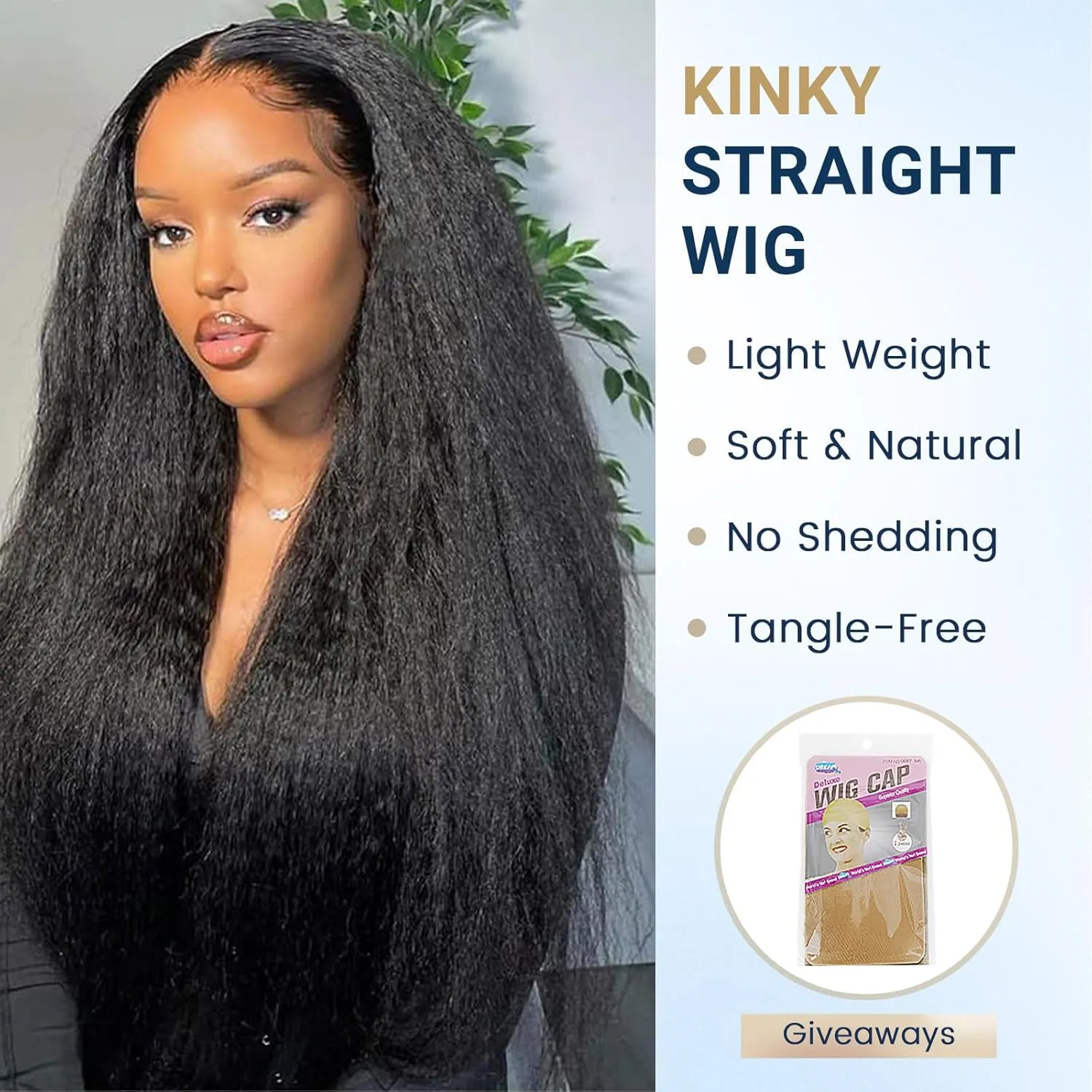 Selina Hair U Part Wigs Human Hair Kinky Straight Wig Yaki 100% Remy Human Hair Wig for Women Brazilian Virgin Straight Human Hair Glueless Wigs 16 Inch