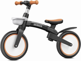 SEREED Toddler Balance Bike 2.5 Year Old, 12 Inch Adjustable Kids Bike Toy with Basket, Birthday Gift for Age 3 4 5 Boys Girls, Tool-Free Assembly, No Pedal (Black)