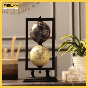 Set of 2 4'' World Globe Sturdy Metal Stand (NOT PLASTIC!) - Rotating Desktop Globes For Geographic Home Desk Table Office Decor Gift - Book Shelf Decor World Globe - Portrait