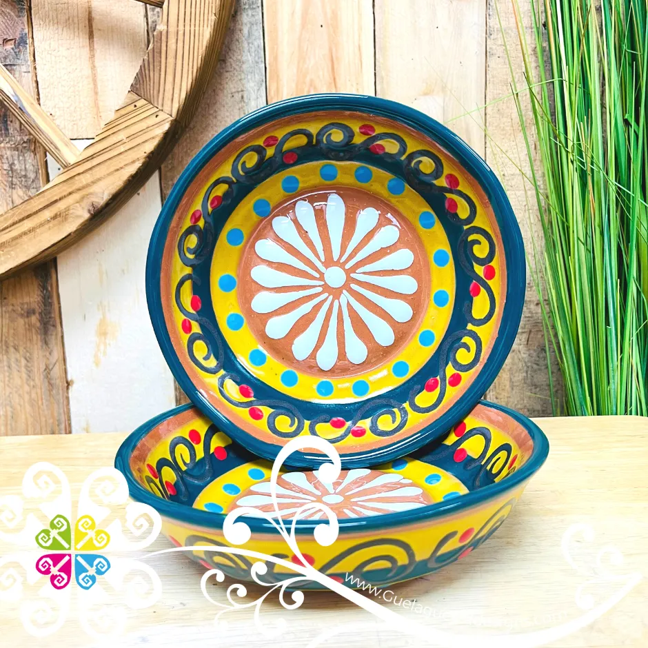 Set of 4 Plato Hondo Ensalada - Set Clay Bowl Plates