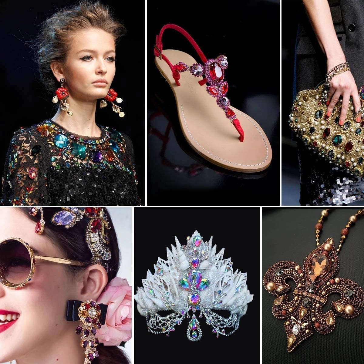 Sew On Rhinestones with Holes Claw Rhinestone Setting K9 Crystal Fancy Stone Gems Copper Flatback Jewelry Making DIY Crafts Clothes Shoes Wedding Decoration Mixed Shapes 82pcs Light Rose-110