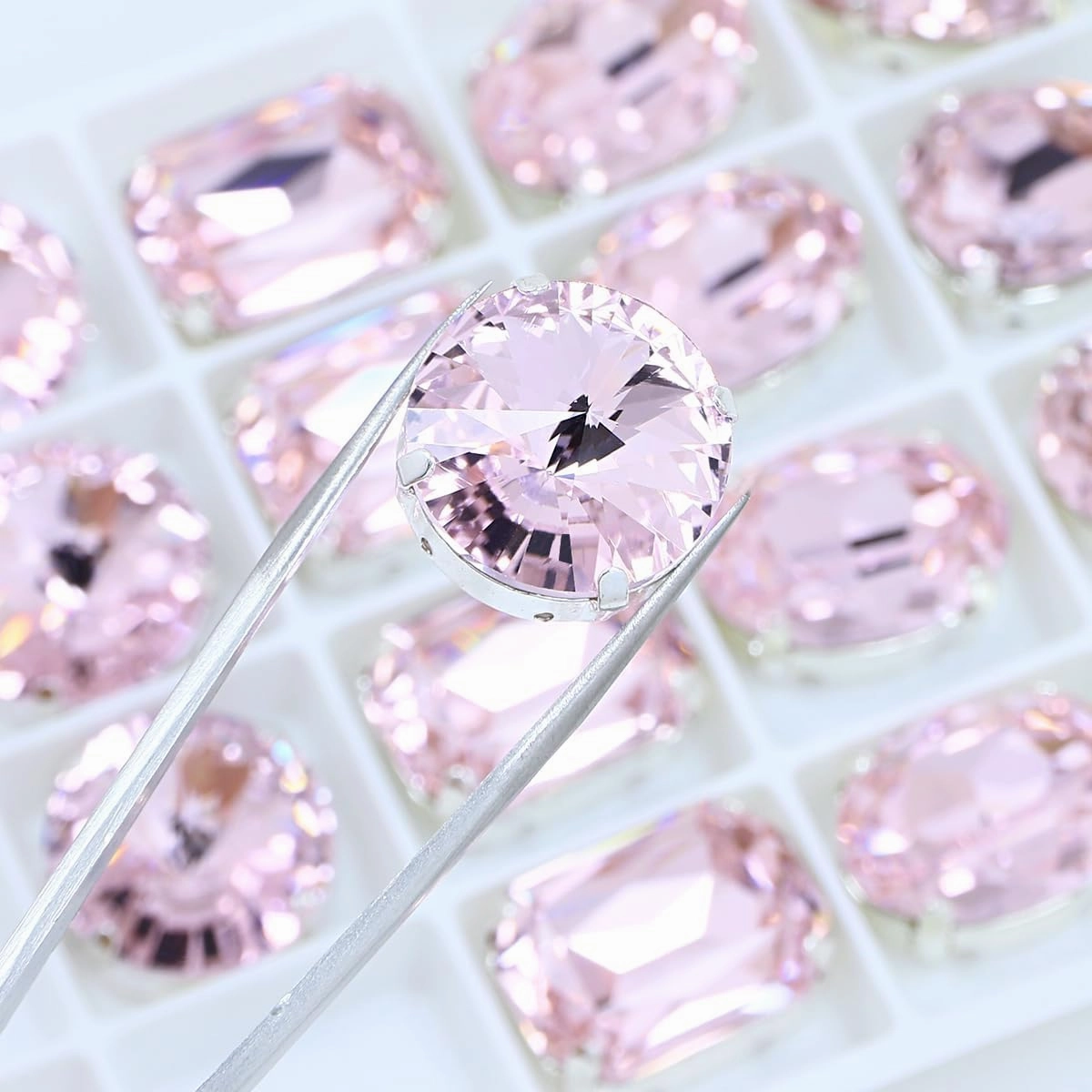 Sew On Rhinestones with Holes Claw Rhinestone Setting K9 Crystal Fancy Stone Gems Copper Flatback Jewelry Making DIY Crafts Clothes Shoes Wedding Decoration Mixed Shapes 82pcs Light Rose-110