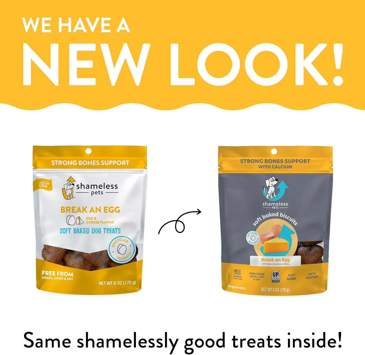 Shameless Pets Soft-Baked Dog Treats, Break an Egg - Natural & Healthy Dog Chews for Strong Bones Support with Calcium - Dog Biscuits Baked & Made in USA, Free from Grain, Corn & Soy - 3-Pack