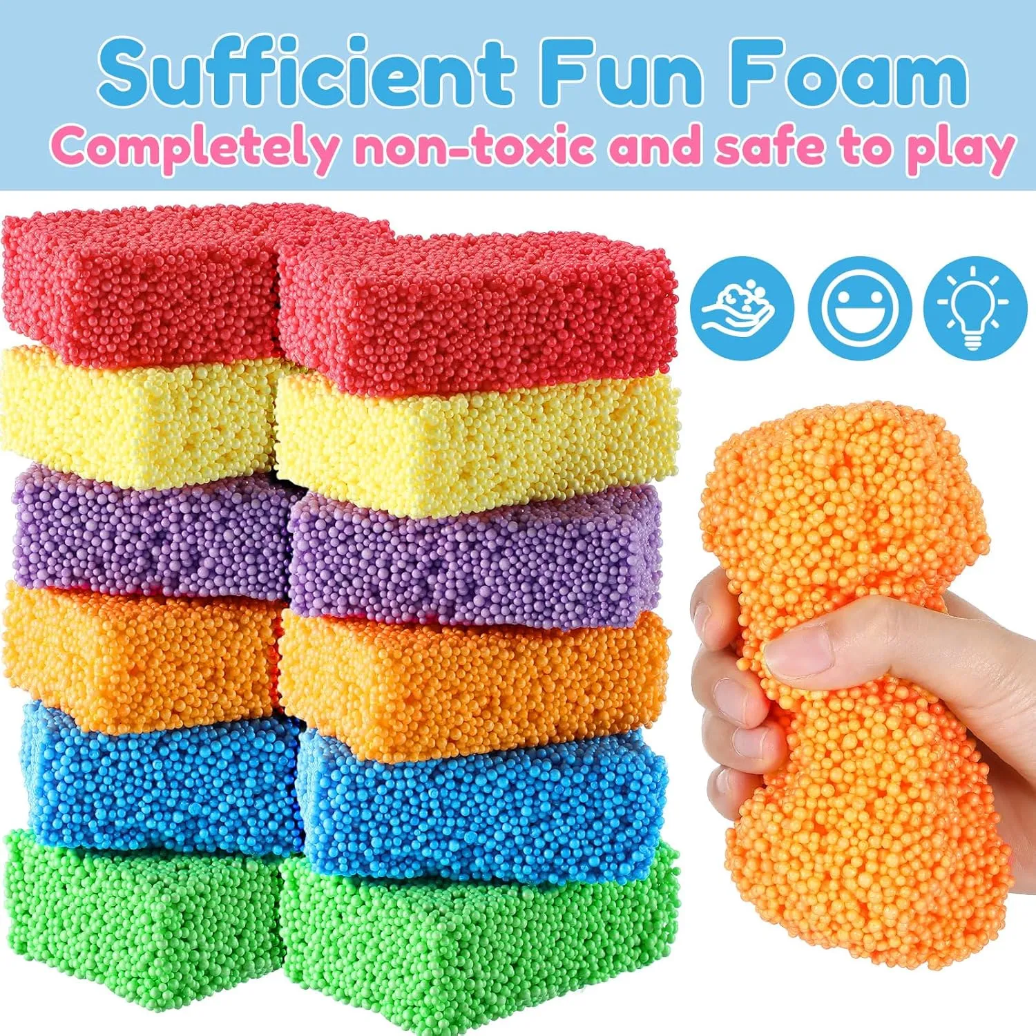 Shappy 36 Blocks Modeling Foam Clay for Kids Clay Foam Beads Education Preschool Toys for Kids Develop Creativity DIY Art Crafts, 6 Colors