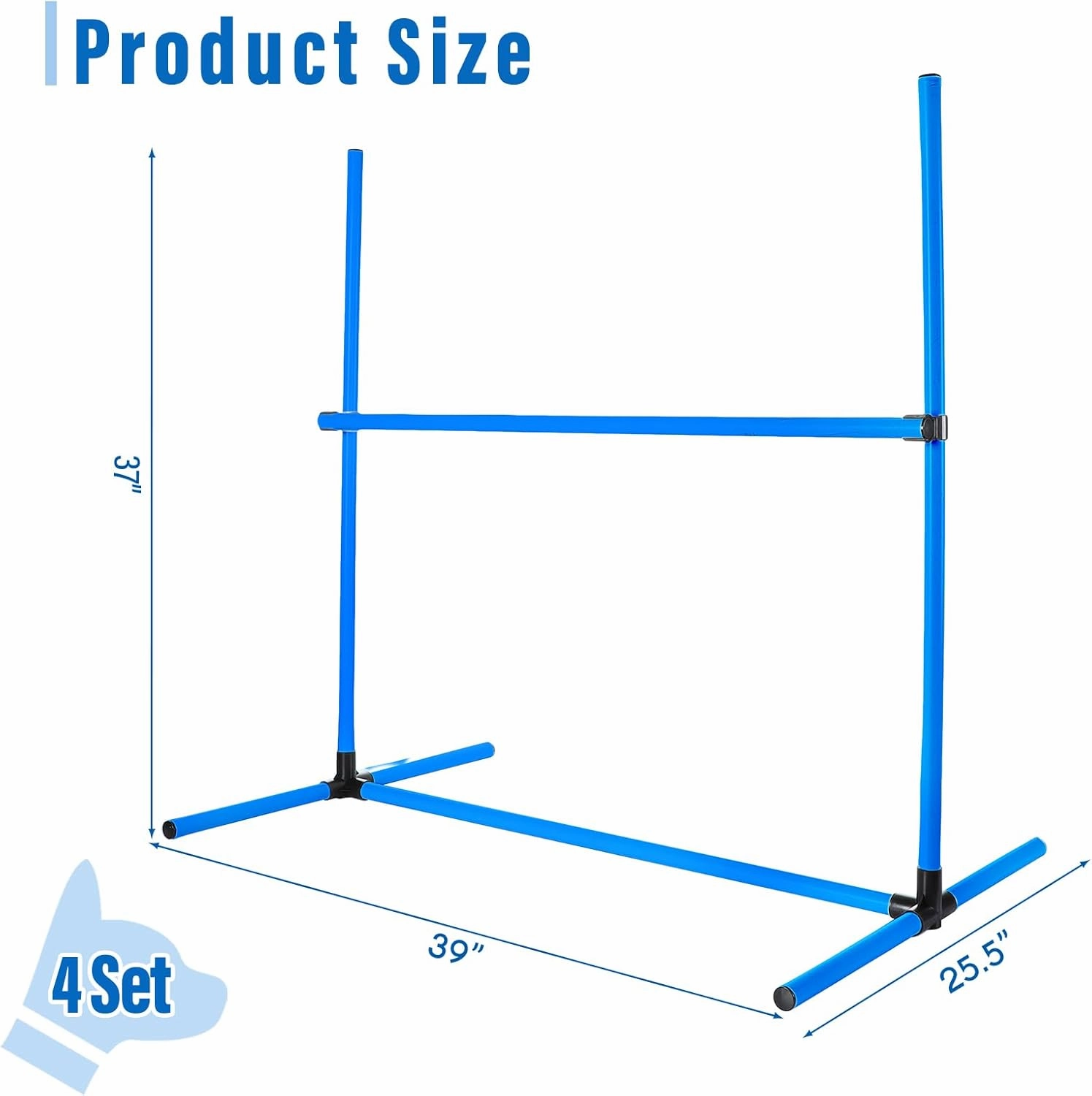 Shappy 4 Pieces Dog Agility Equipment with Adjustable Height Jump Bars Adjustable Dog Agility Jumps with Carry Bag Exercise Jumping Hurdles for Indoor Outdoor Course Game(Blue)