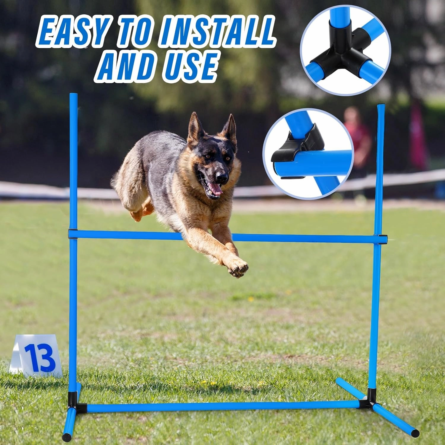 Shappy 4 Pieces Dog Agility Equipment with Adjustable Height Jump Bars Adjustable Dog Agility Jumps with Carry Bag Exercise Jumping Hurdles for Indoor Outdoor Course Game(Blue)