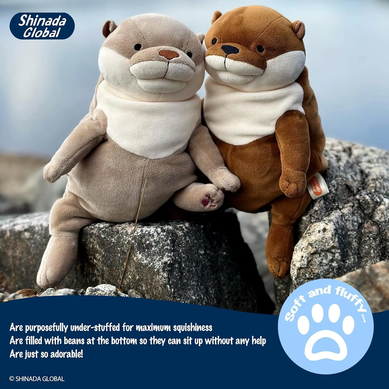 Shinada Global Ultra Soft Mochi Otter Plush – 11.8'' Adorable Stuffed Animal Pillow, Cute & Fluffy Otter Plush Toy for Kids & Adults, Birthday Gift & Bedroom Decor