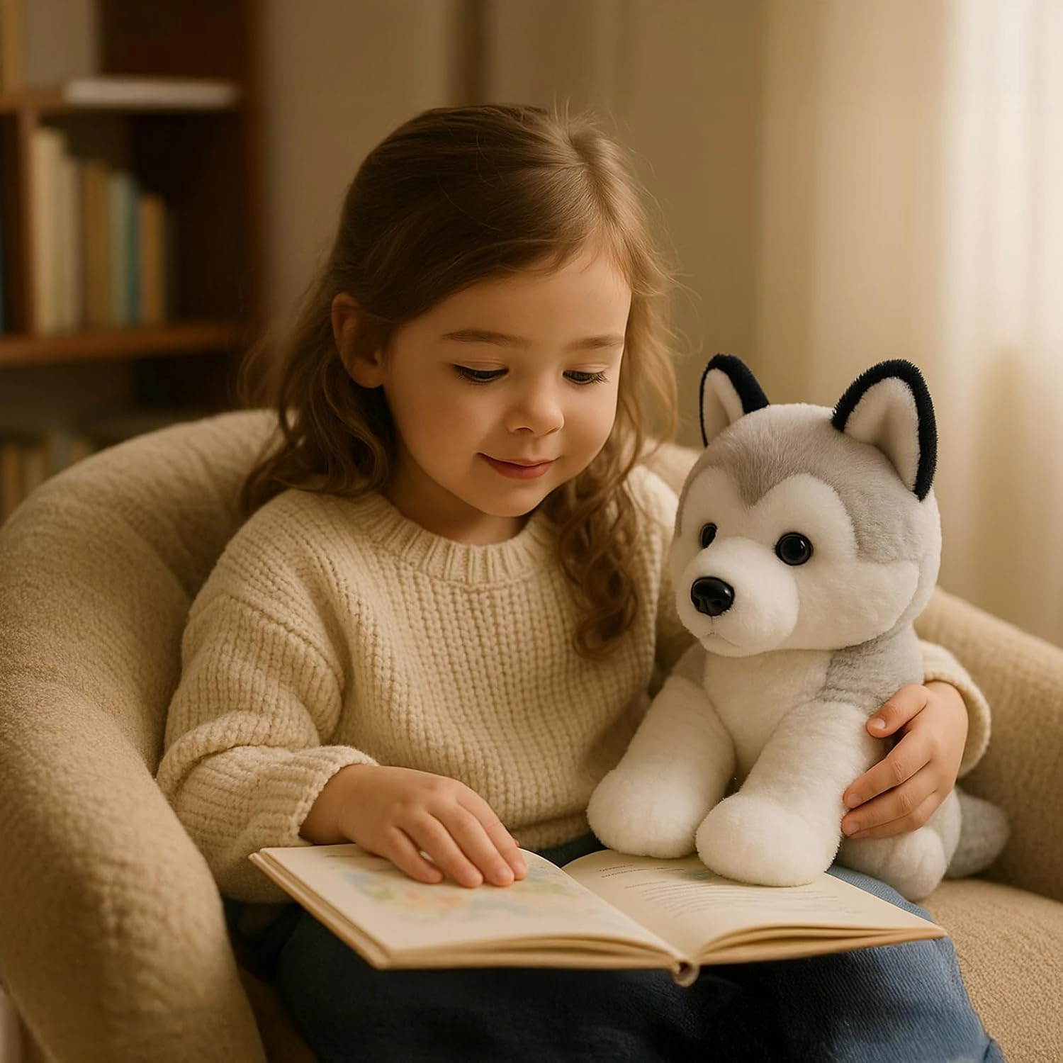 Siberian Husky Stuffed Animals, Soft Puppy Stuffed Dogs Plush Toy for Kids, Girls, Boys, Baby, Birthday, Bedtime Gift, 12 inches