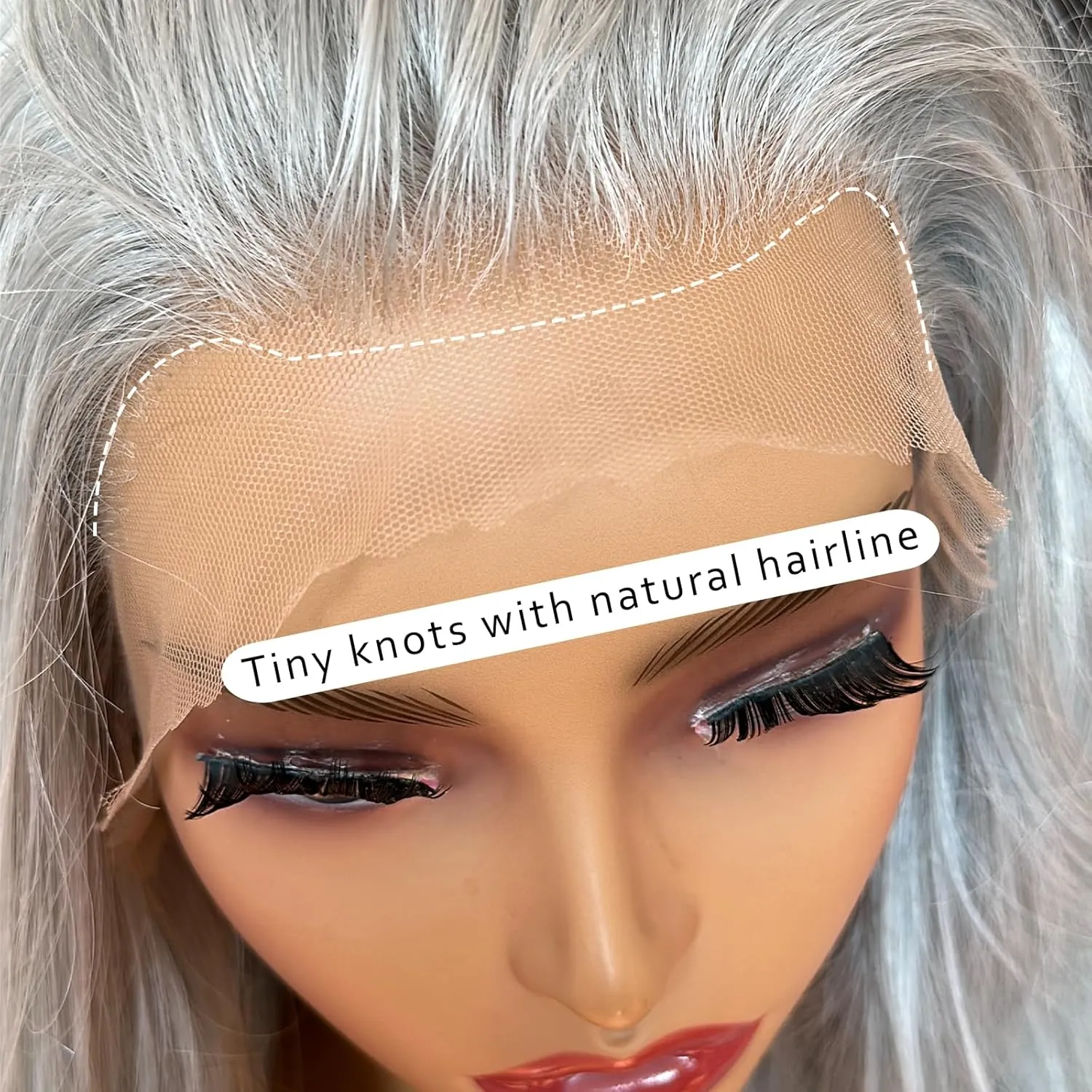 Silver Grey Lace Front Wigs for Women 13x4 Long Layered Loose Wavy HD Lace Frontal Tiny Knots M Natural Hairline Pre Plucked 26 Inch Synthetic Wig for Fashion Girls