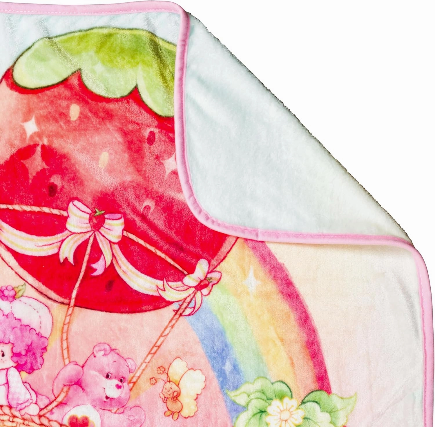 Silver Buffalo Care Bears and Strawberry Shortcake 45” x 60” Fleece Throw, Soft and Cozy Blanket, 250 GSM