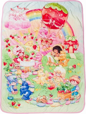 Silver Buffalo Care Bears and Strawberry Shortcake 45” x 60” Fleece Throw, Soft and Cozy Blanket, 250 GSM