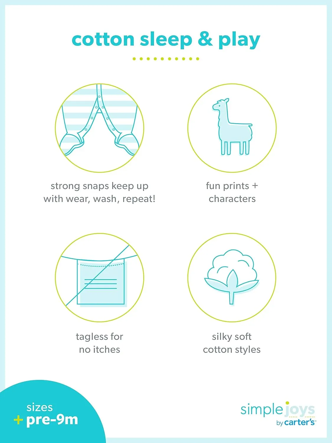 Simple Joys by Carter's Baby Girls' 2-Pack Cotton Snap Footed Sleep and Play