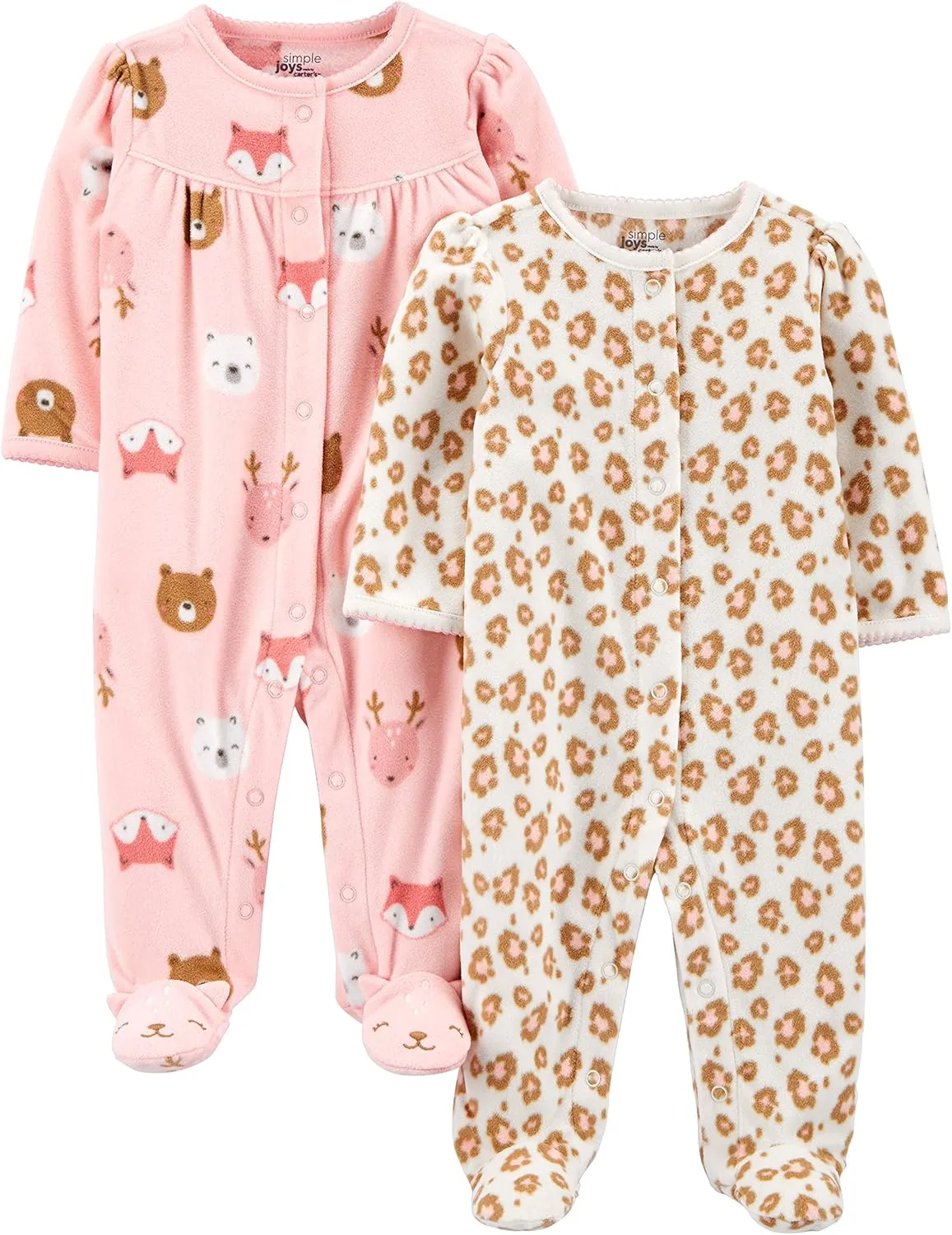 Simple Joys by Carter's Baby Girls' Fleece Footed Sleep and Play, Pack of 2