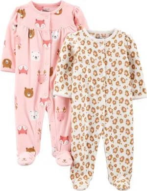 Simple Joys by Carter's Baby Girls' Fleece Footed Sleep and Play, Pack of 2