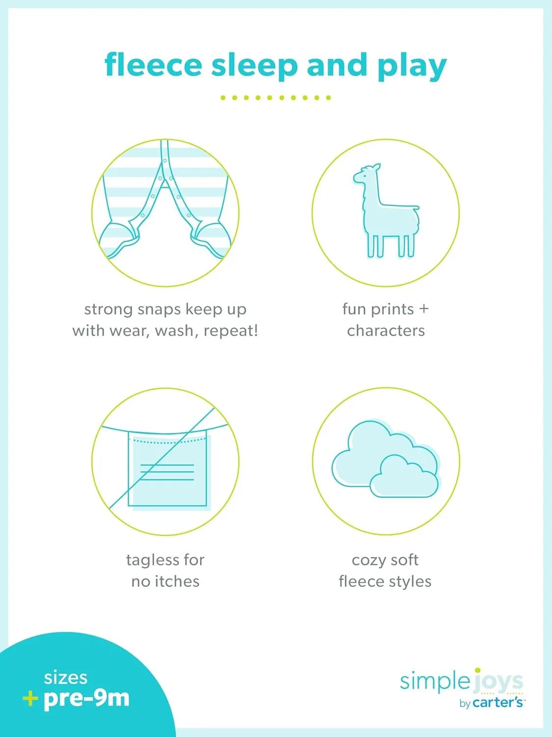 Simple Joys by Carter's Baby Girls' Fleece Footed Sleep and Play, Pack of 2