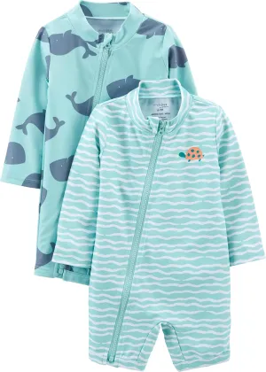Simple Joys by Carter's Boys' 2-Pack 1-Piece Zip Rashguards