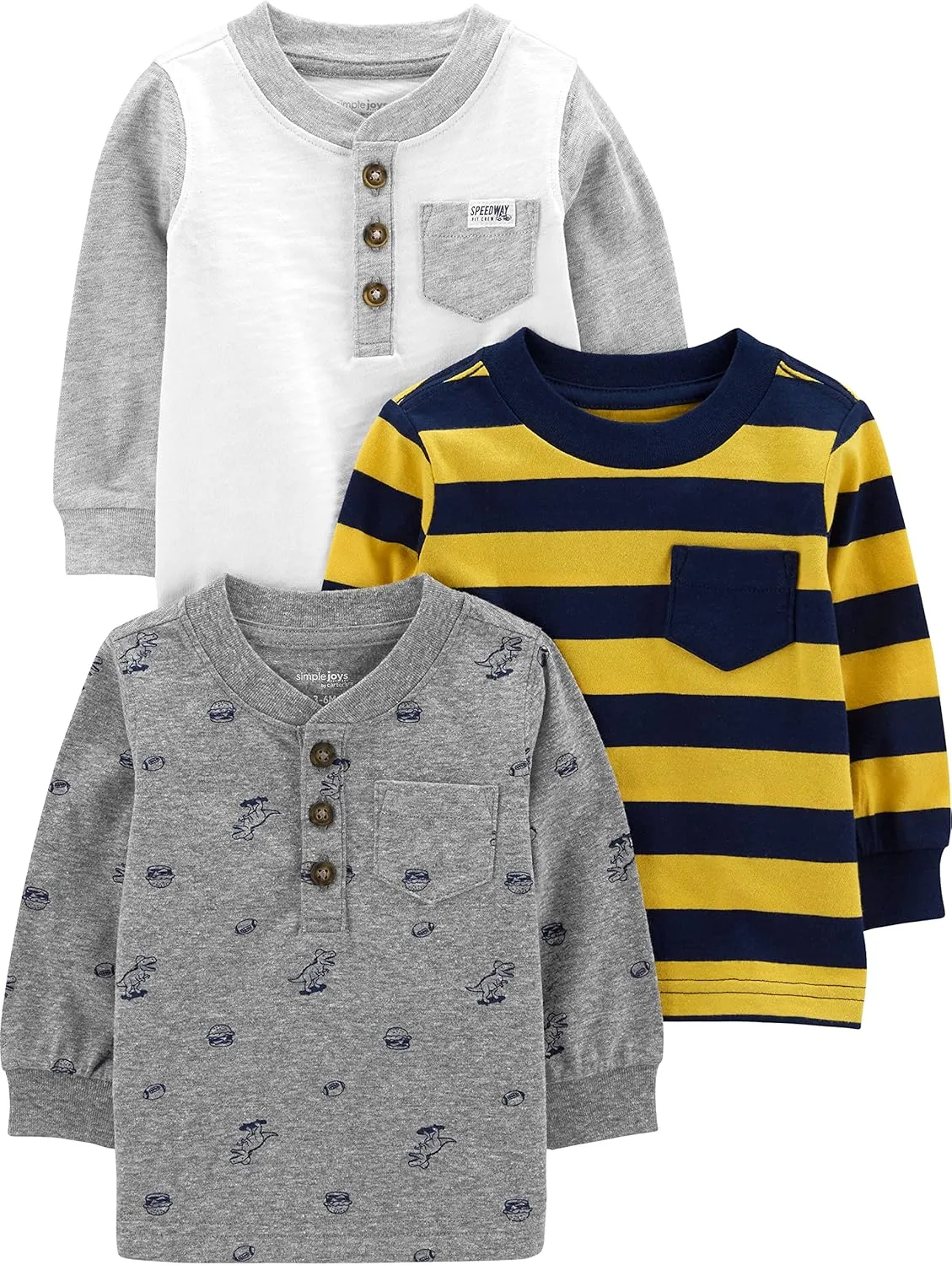 Simple Joys by Carter's Boys' 3-Pack Long Sleeve Shirts