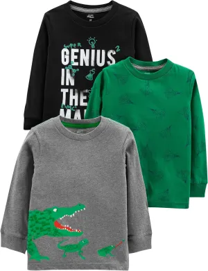 Simple Joys by Carter's Boys' 3-Pack Long Sleeve Shirts