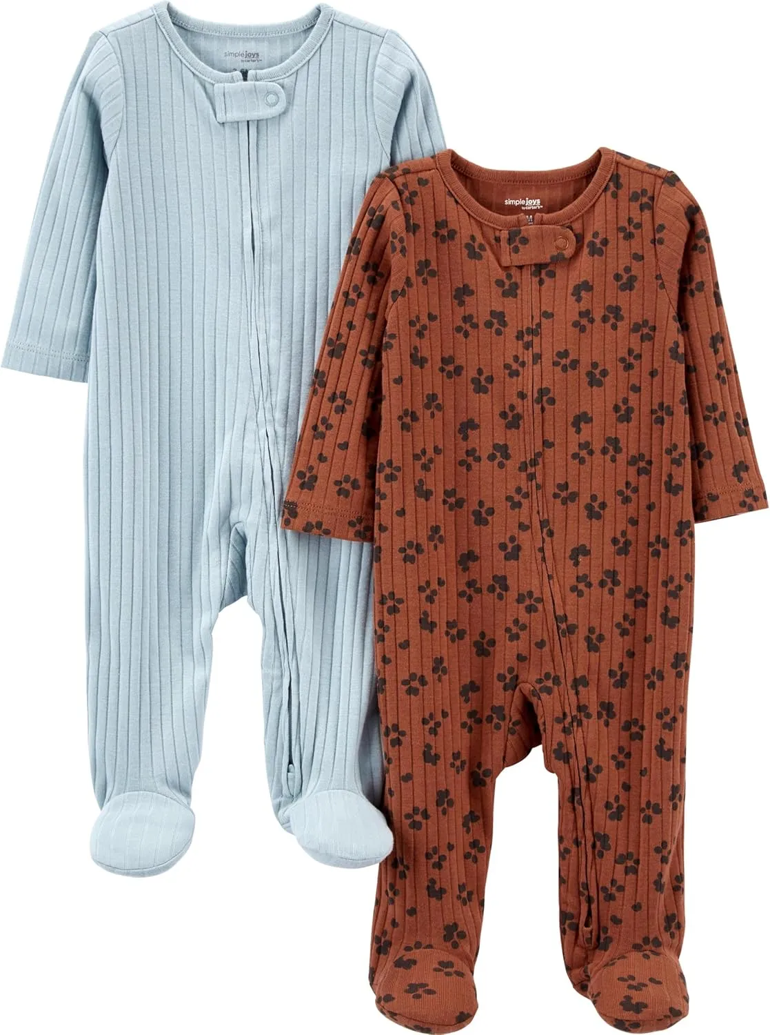 Simple Joys by Carter's Unisex Baby 2-Pack 2-Way Zip Textured Sleep and Play
