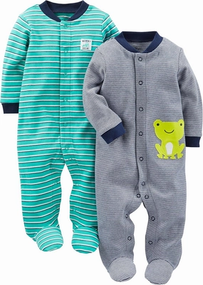 Simple Joys by Carter's Baby Boys' 2-Way Zip Thermal Footed Sleep and Play, Pack of 2