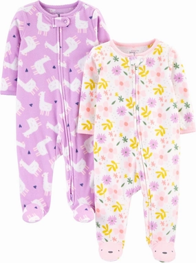 Simple Joys by Carter's Baby Girls' Fleece Footed Sleep and Play, Pack of 2