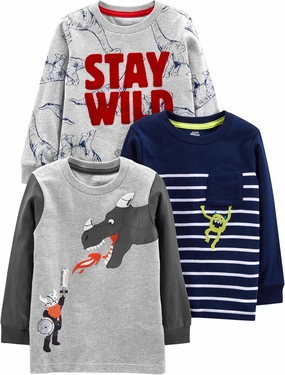 Simple Joys by Carter's Boys' 3-Pack Long Sleeve Shirts