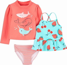 Simple Joys by Carter's Girls' 3-Piece Assorted Rashguard Sets