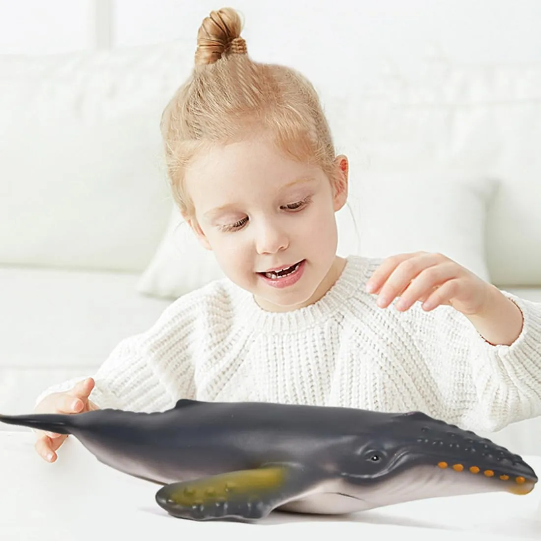 Simulated Ocean Big Animal for Kids 16 Inch Sea Animals Toys Large Size Marine Animal Figures Soft Filled Rubber Sea Educational Toys/Blue Whale