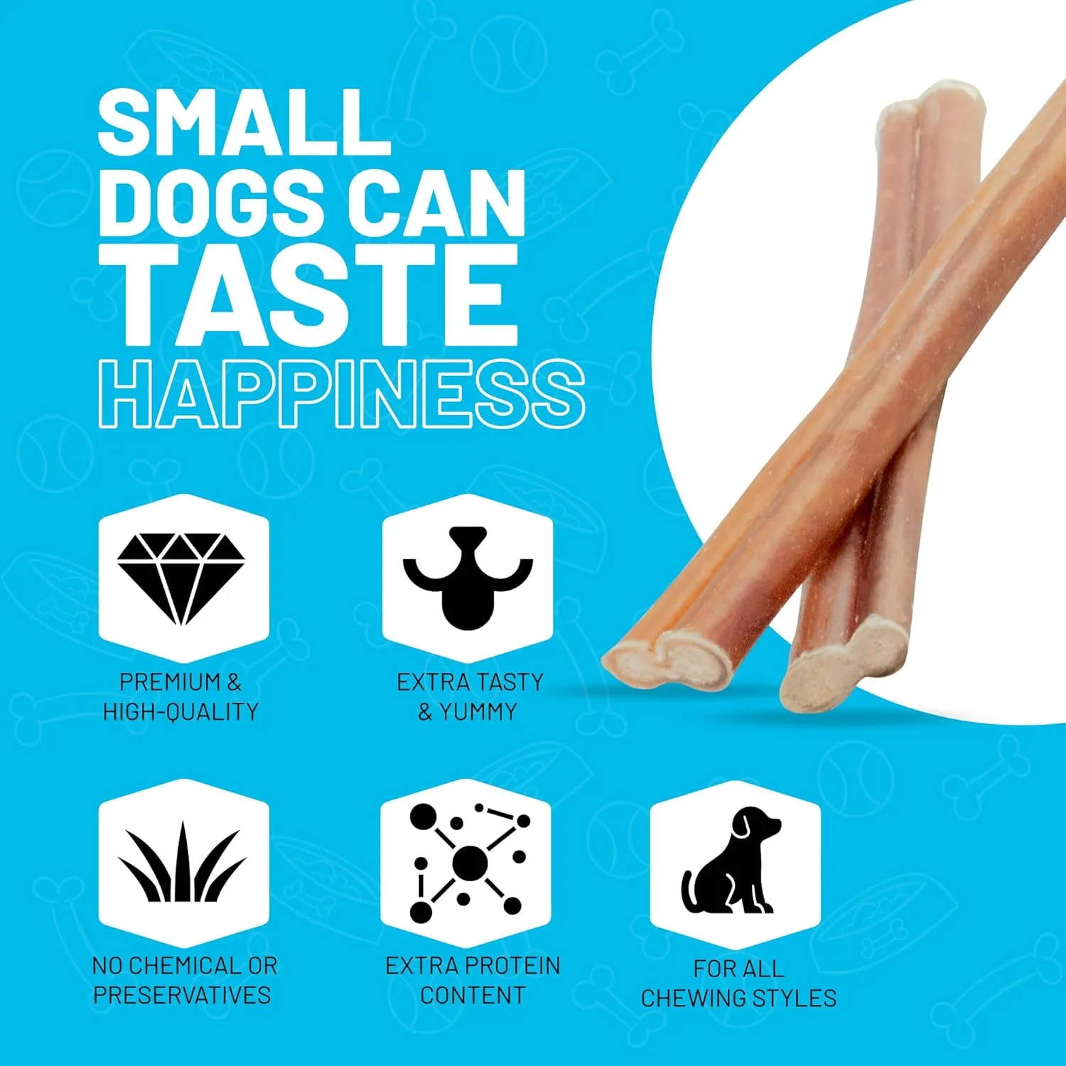 Sitka Farms Bully Sticks Slim 6 inch - 10 Count - Natural Dog Treats from Free Range Grass-Fed Cattle - Single-Ingredient Grain & Rawhide Free Dog Chews, Bully Sticks for Large Dogs