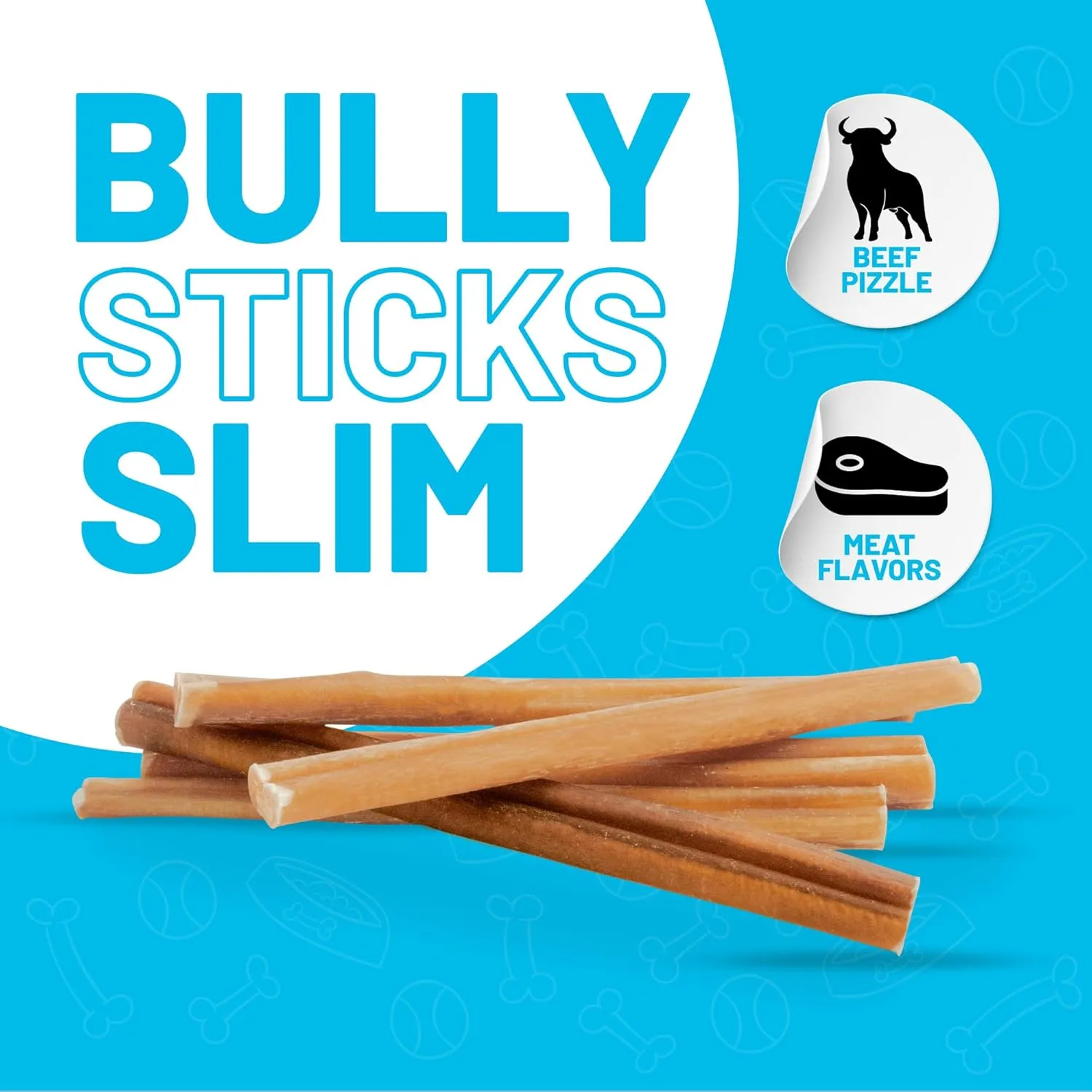 Sitka Farms Bully Sticks Slim 6 inch - 10 Count - Natural Dog Treats from Free Range Grass-Fed Cattle - Single-Ingredient Grain & Rawhide Free Dog Chews, Bully Sticks for Large Dogs